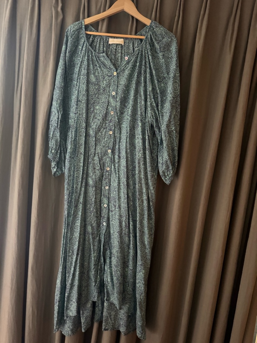 Natalie Martin lightweight Women's Teal Button-Front Long Summer Dress